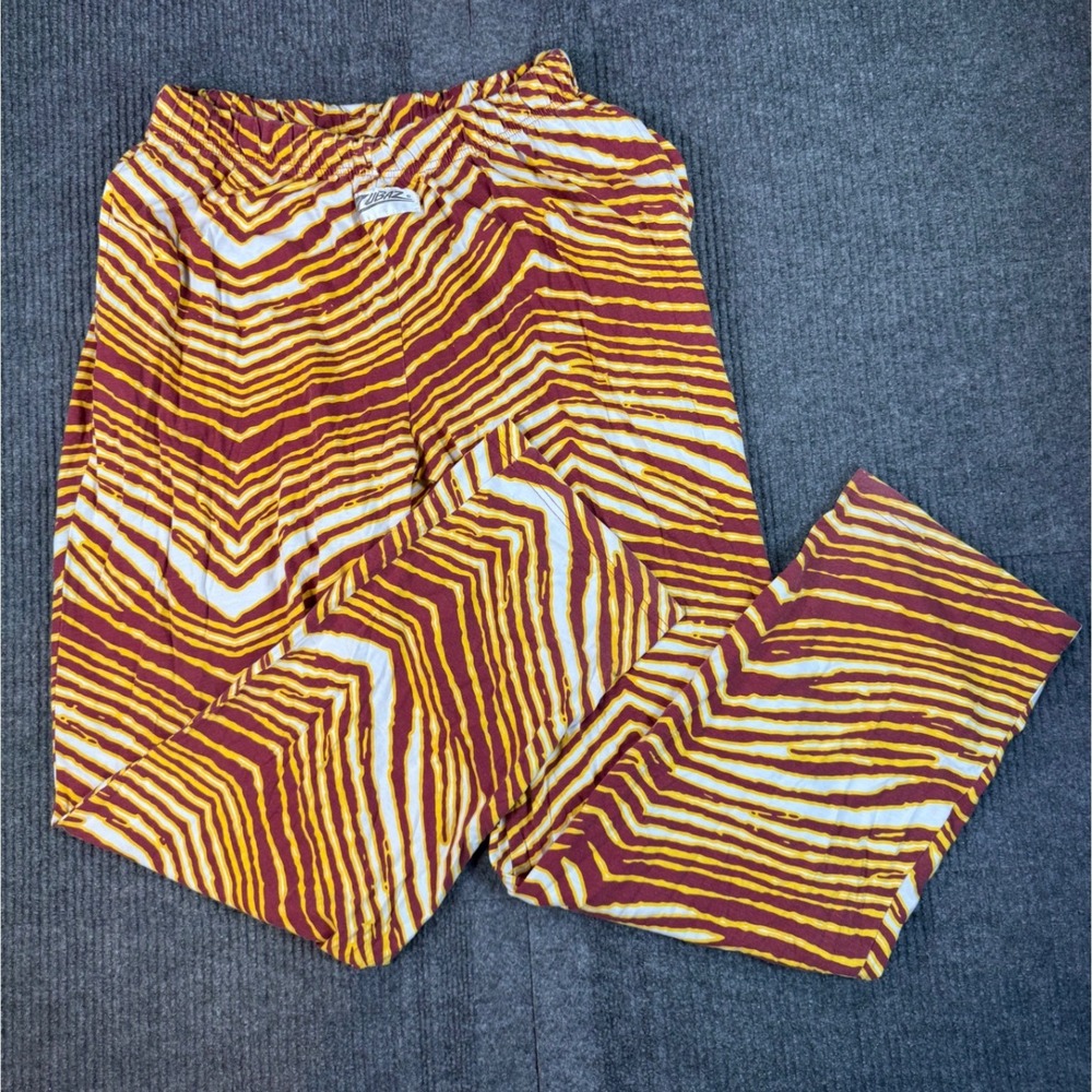 Vtg 90s Zubaz Pant Men Lg Maroon Gold Zebra Print Baggy MN Gopher Washington FSU